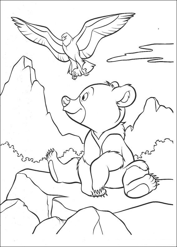 Koda en een adelaar, kleurplaat van Brother Bear
