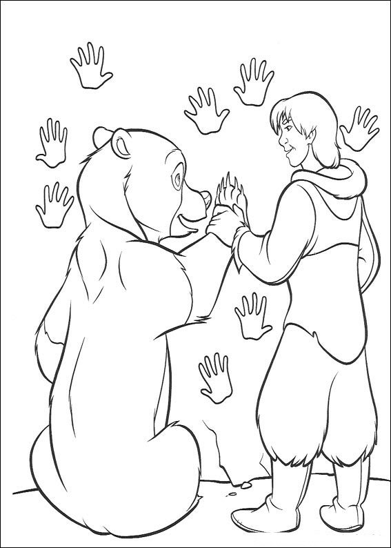 Vingerverven, kleurplaat van Brother Bear