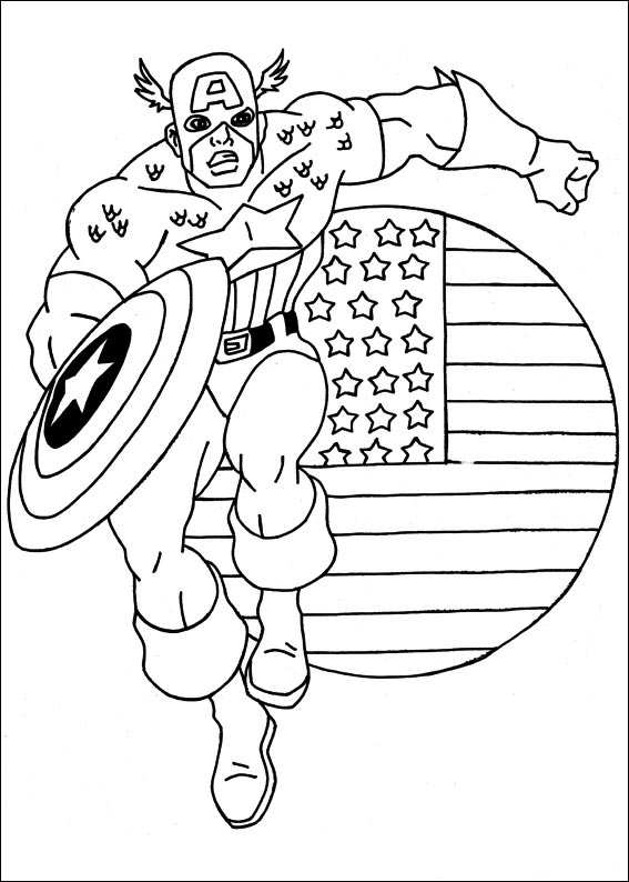 Print Captain America kleurplaat