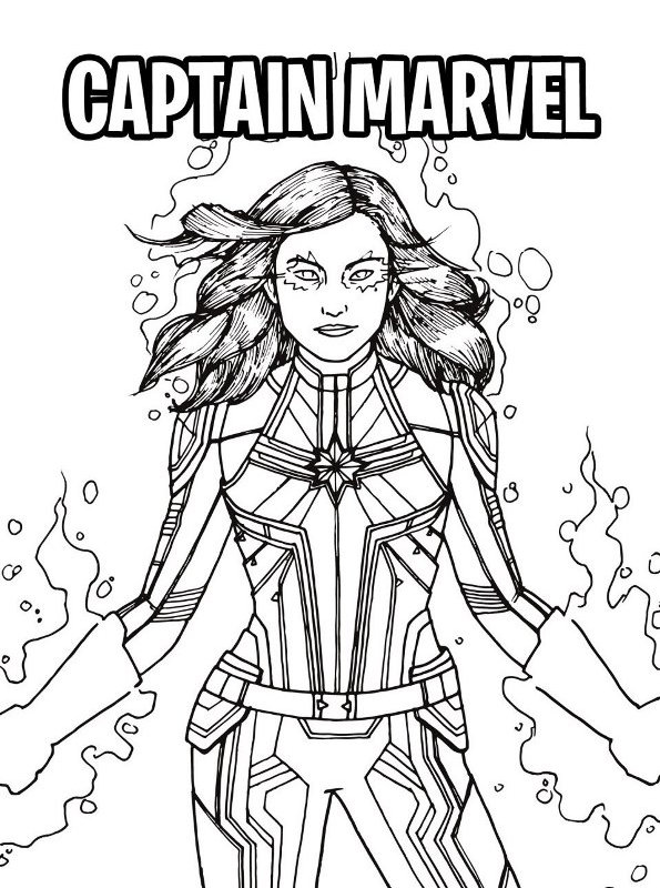 Print Captain Marvel kleurplaat