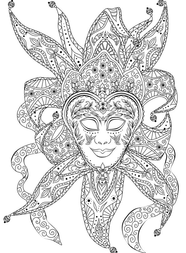 Print Venetian mask kleurplaat