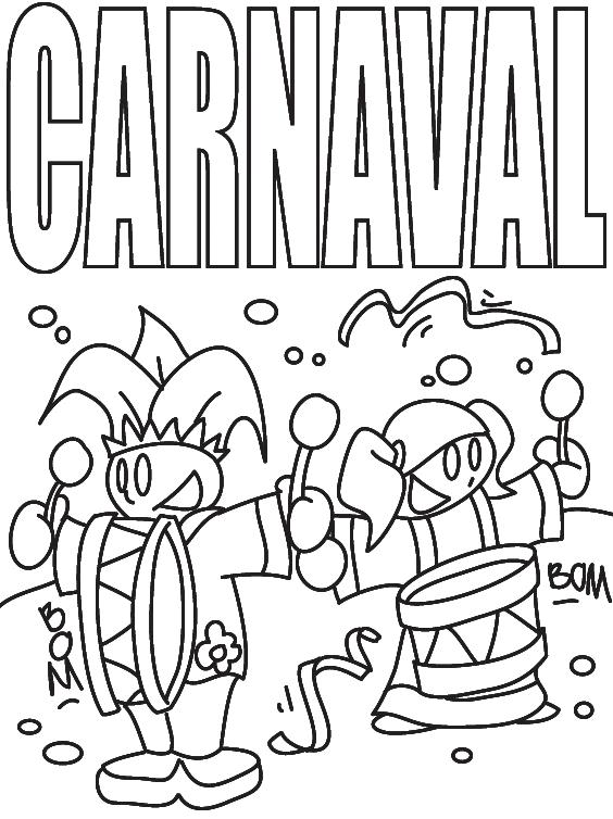 Print Carnaval kleurplaat