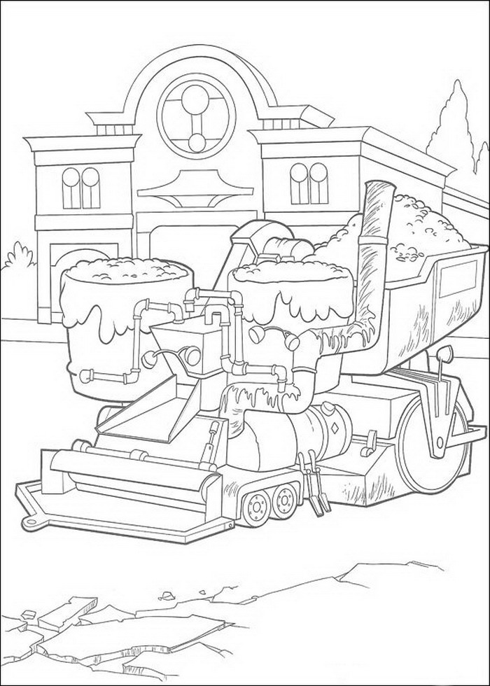 Bessie, de asfalteermachine, kleurplaat van Cars (Pixar)