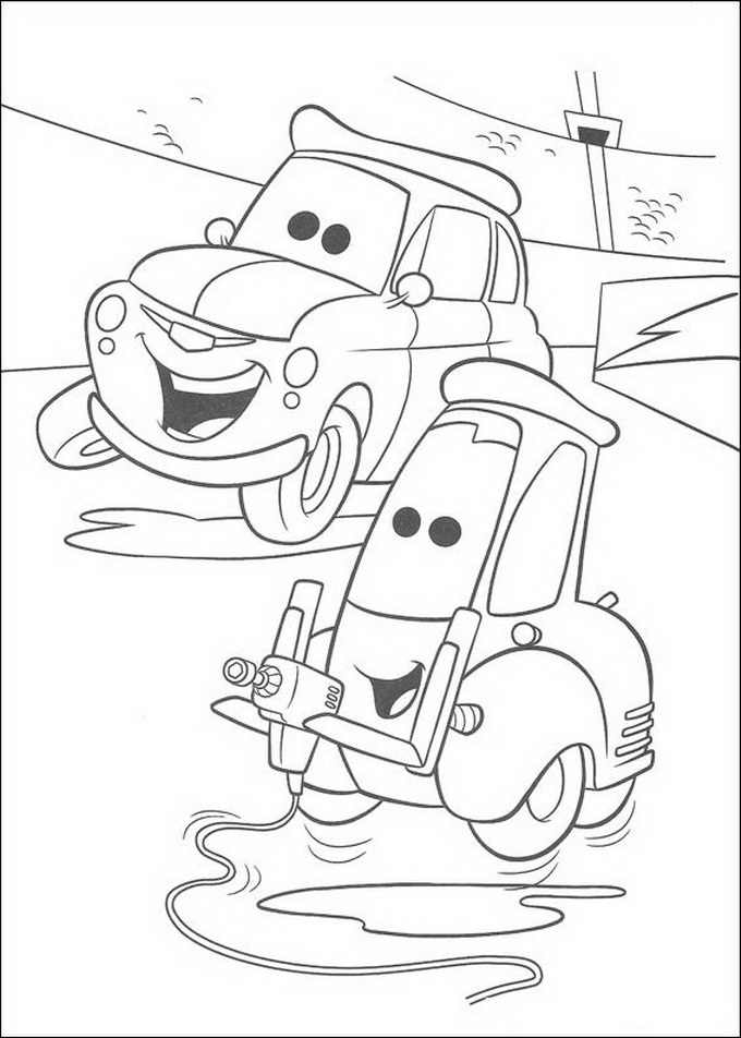 Guido en Luigi, kleurplaat van Cars (Pixar)