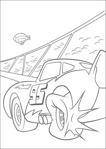 Bliksem heeft een klapband, kleurplaat van Cars (Pixar)