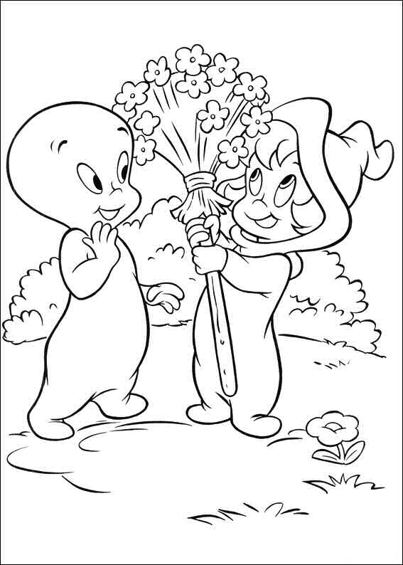 Casper Wendy, kleurplaat van Casper het vriendelijke spookje