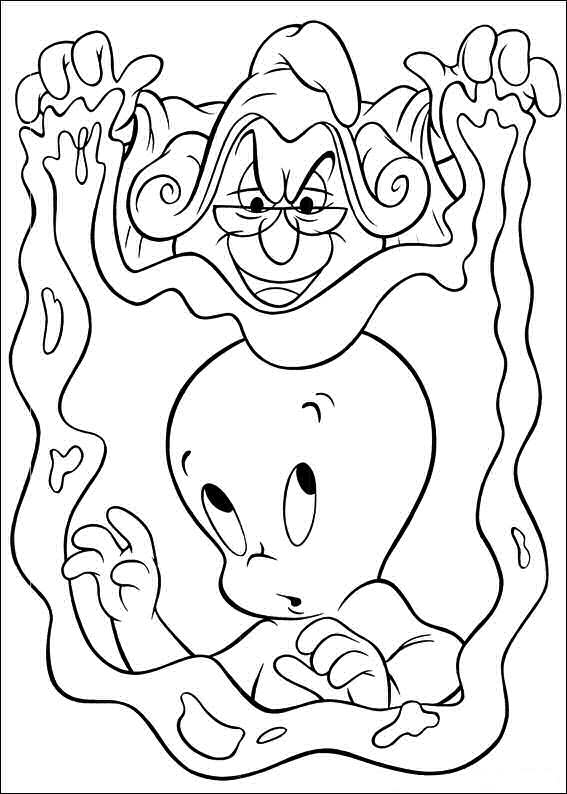 Toverspiegel, kleurplaat van Casper het vriendelijke spookje