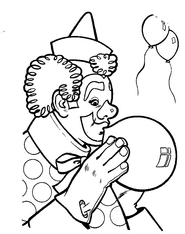 Print Clown bllast ballon op kleurplaat