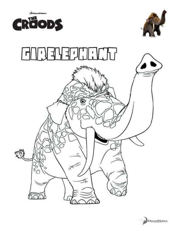 Girelephant, kleurplaat van Croods