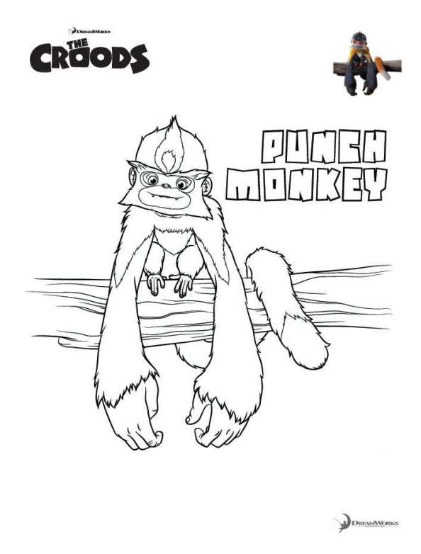Punch Monkey, kleurplaat van Croods