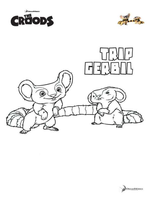 Trip Gerbil, kleurplaat van Croods