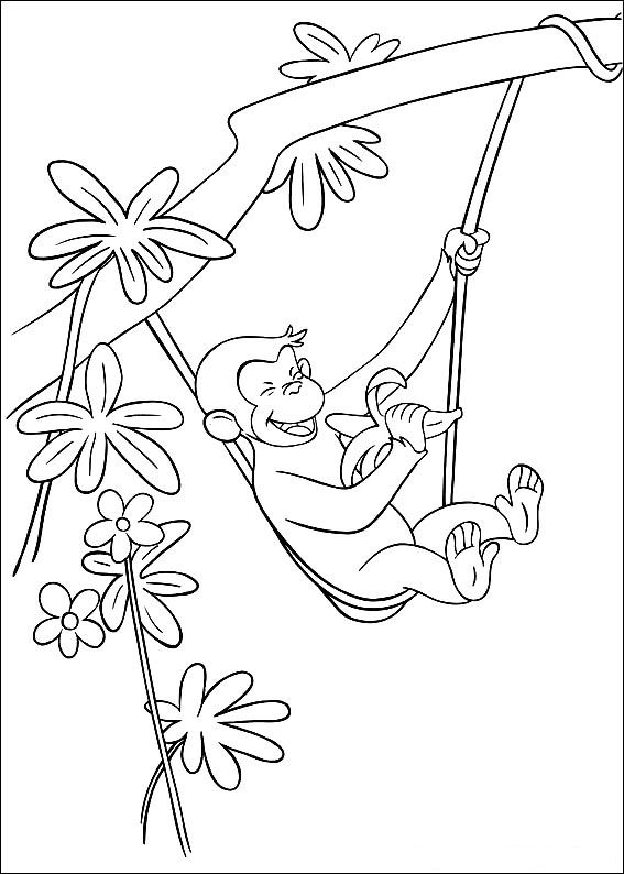 Curious George 7, kleurplaat van Curious George