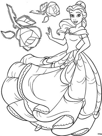 Belle, Disney Prinses, kleurplaat van Disney Prinsessen