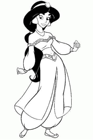Jasmine, Disney Prinses, kleurplaat van Disney Prinsessen