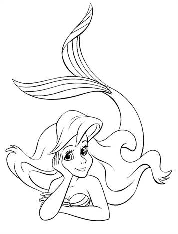 Ariel, de Disney Prinses, kleurplaat van Disney Prinsessen