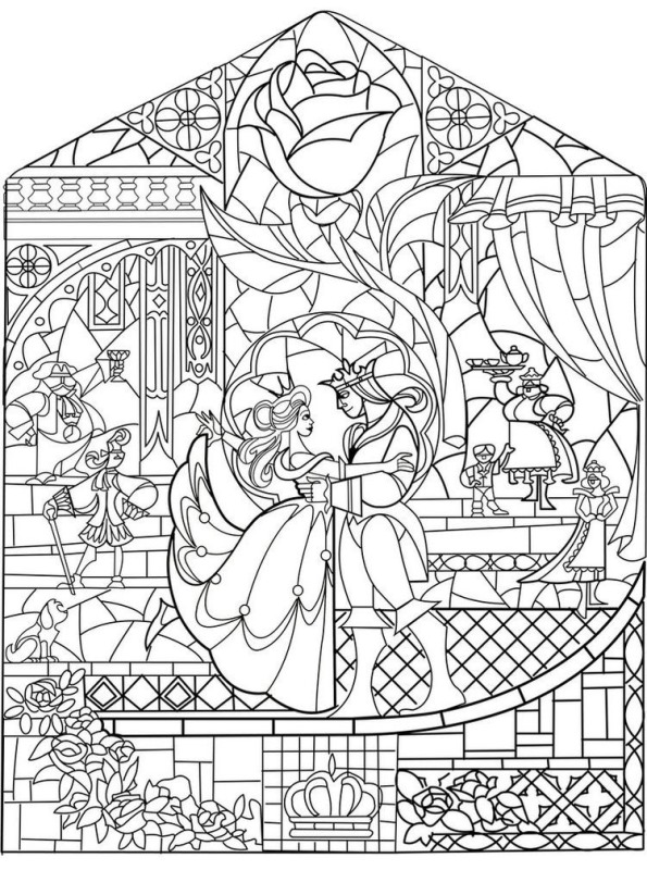 Beauty and the Beast, kleurplaat van Disney volwassenen