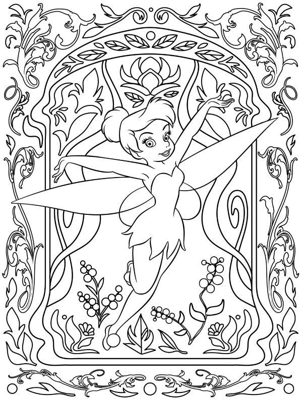 Tinkerbell, kleurplaat van Disney volwassenen
