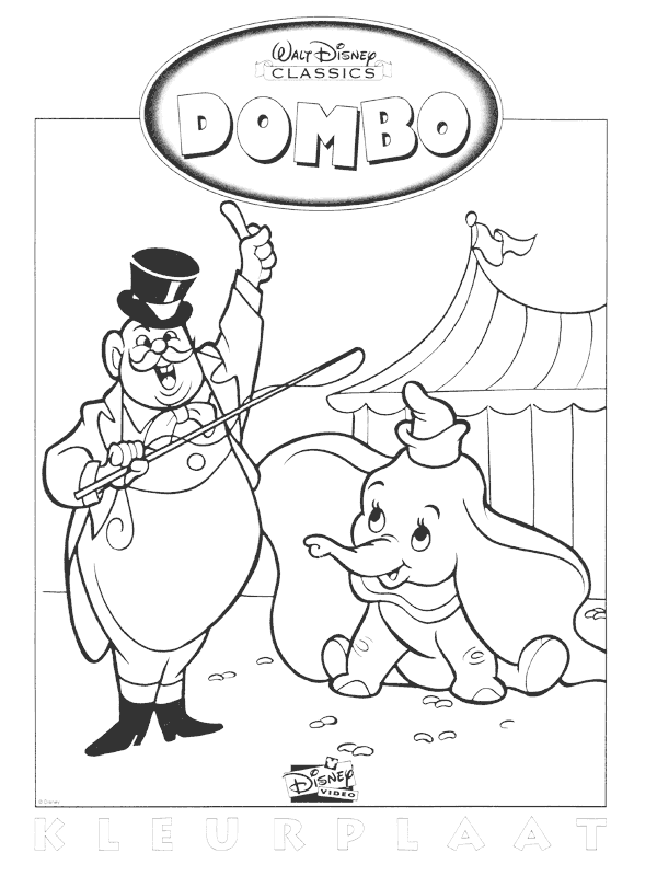 Print Dombo in het Circus kleurplaat