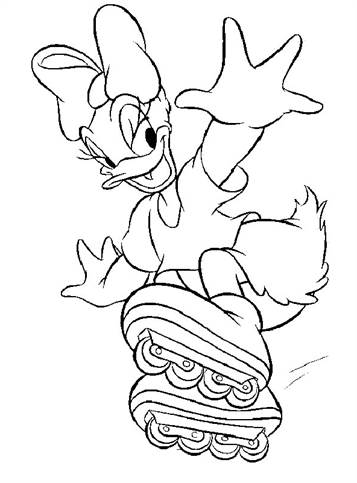 Katrien rolschaatst, kleurplaat van Donald Duck