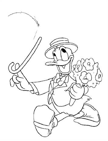 Donald als 'heer', kleurplaat van Donald Duck