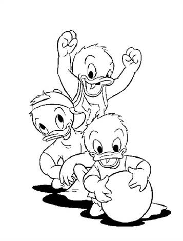 Kwik, Kwak en Kwek, kleurplaat van Donald Duck