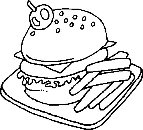 Print Hamburger kleurplaat