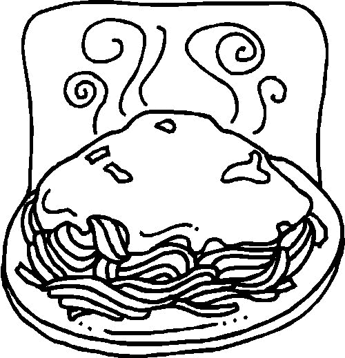 Print Spaghetti kleurplaat