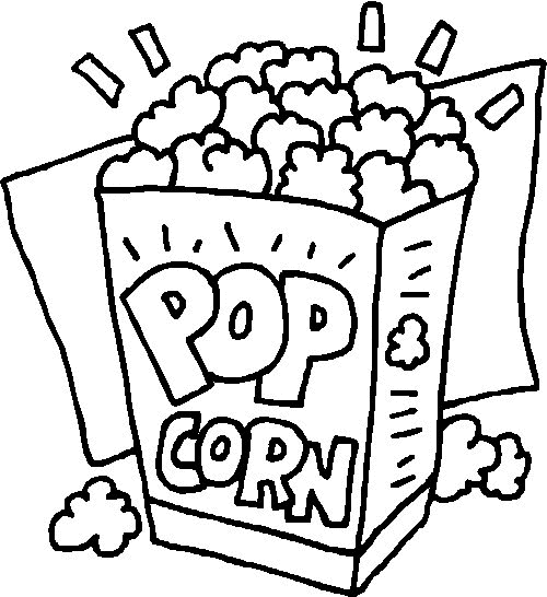 Print Popcorn kleurplaat
