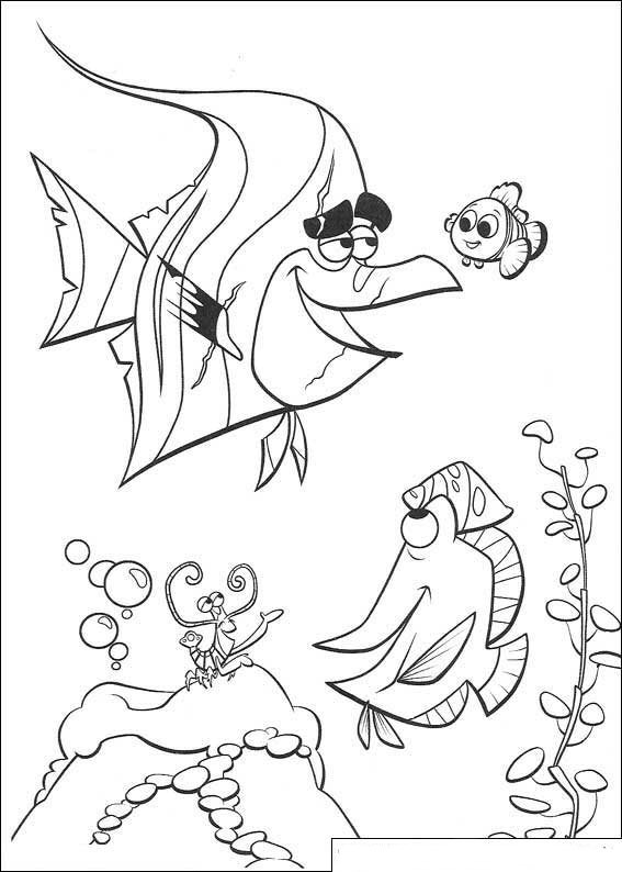 Print Nemo in het aqaurium kleurplaat