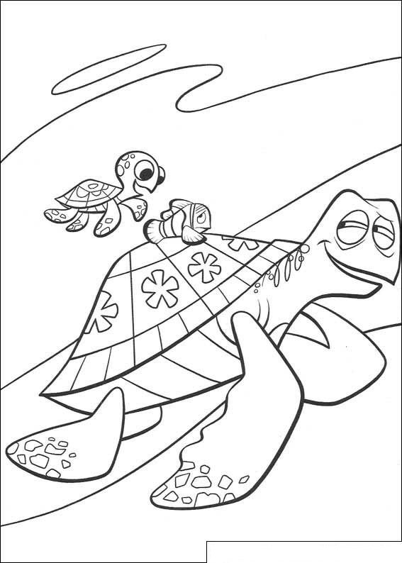 Print Op de rug van Squirt de schildpad kleurplaat