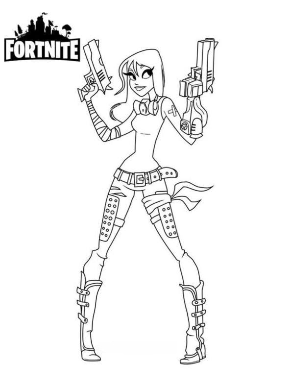 Fortnite Girl, kleurplaat van Fortnite