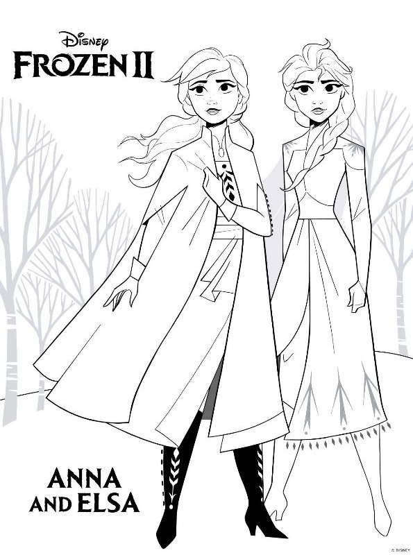 Frozen 2 Anna Elsa, kleurplaat van Frozen 2