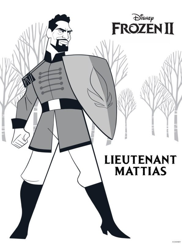 Lieutenant Mattias, kleurplaat van Frozen 2