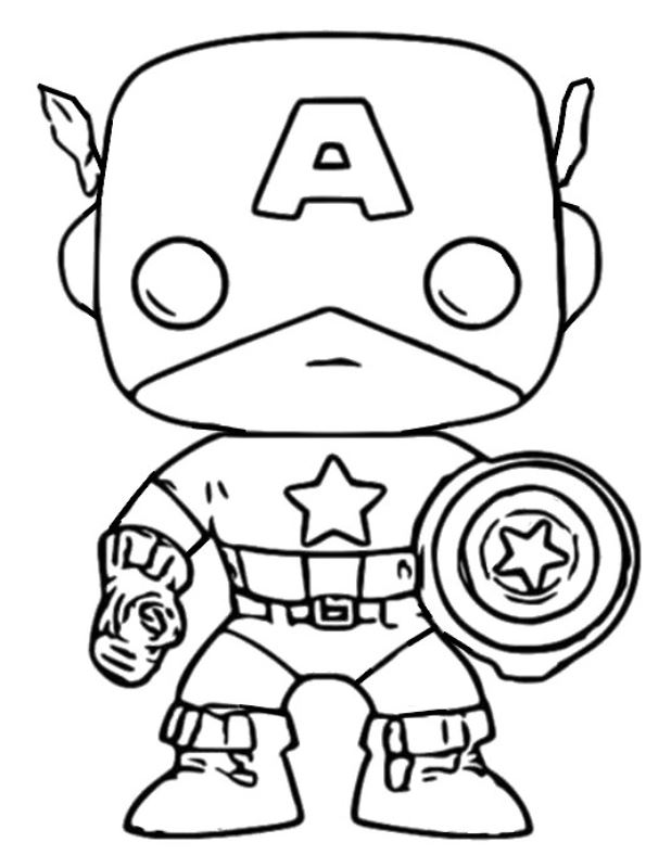 Captain America, kleurplaat van Funko Pops Marvel