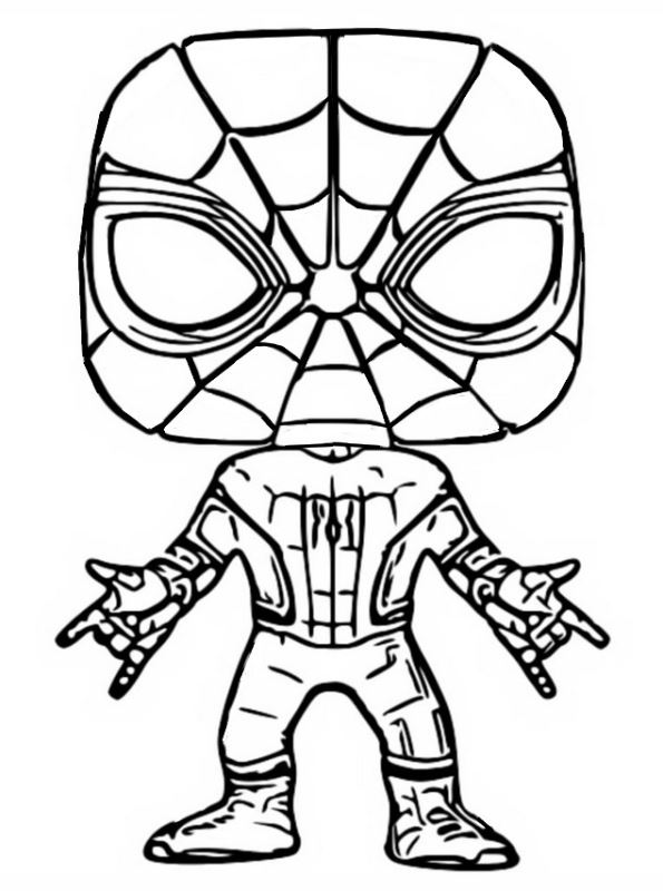 Spiderman, kleurplaat van Funko Pops Marvel