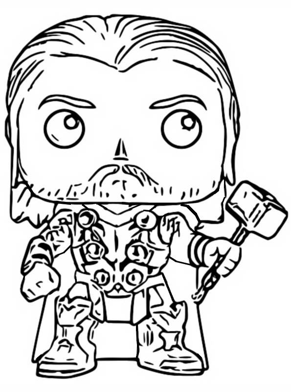 Thor, kleurplaat van Funko Pops Marvel