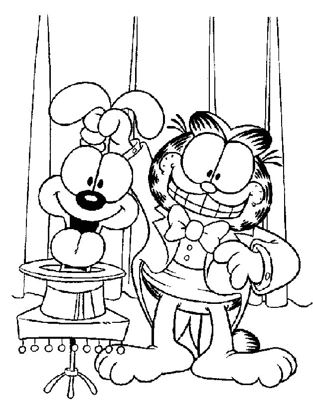 Print Garfield als goochelaar kleurplaat