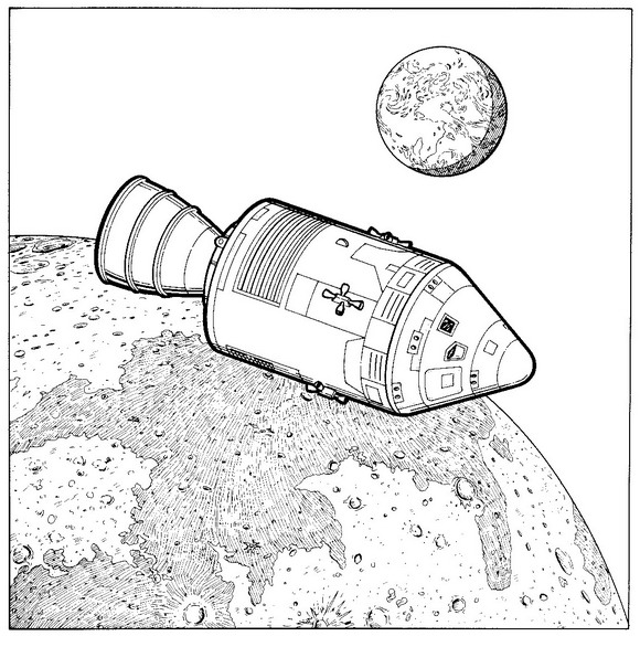 Apollo 8, bereikte de maan in 1968, kleurplaat van Ruimtevaart geschiedenis