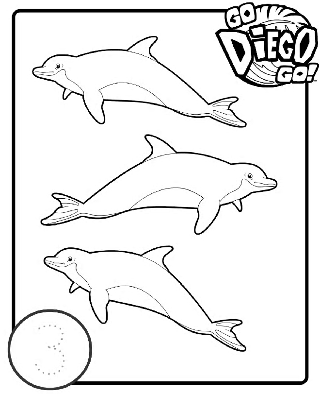 Print Tellen Dolfijnen kleurplaat