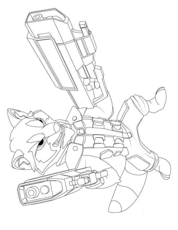 rocket raccoon 1, kleurplaat van Guardians of the Galaxy
