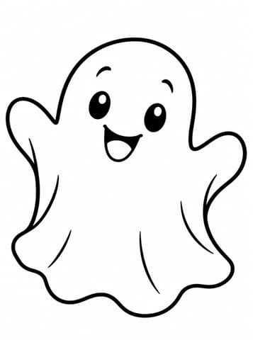 Vrolijke spookje kleurplaat, kleurplaat van Halloween kleurplaten voor peuters