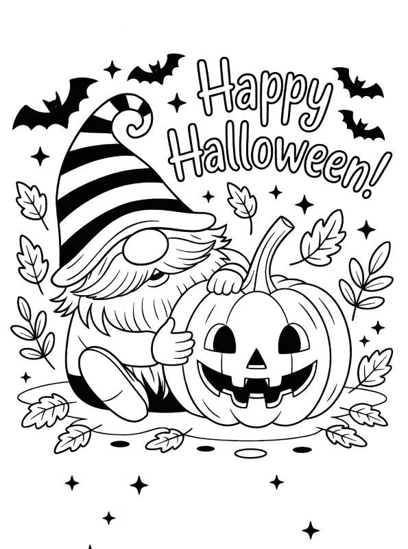 Pompoen halloween, kleurplaat van Happy halloween
