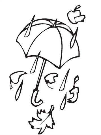 Storm en regen, kleurplaat van Herfst
