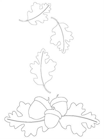 Blaadjes en eikels, kleurplaat van Herfst