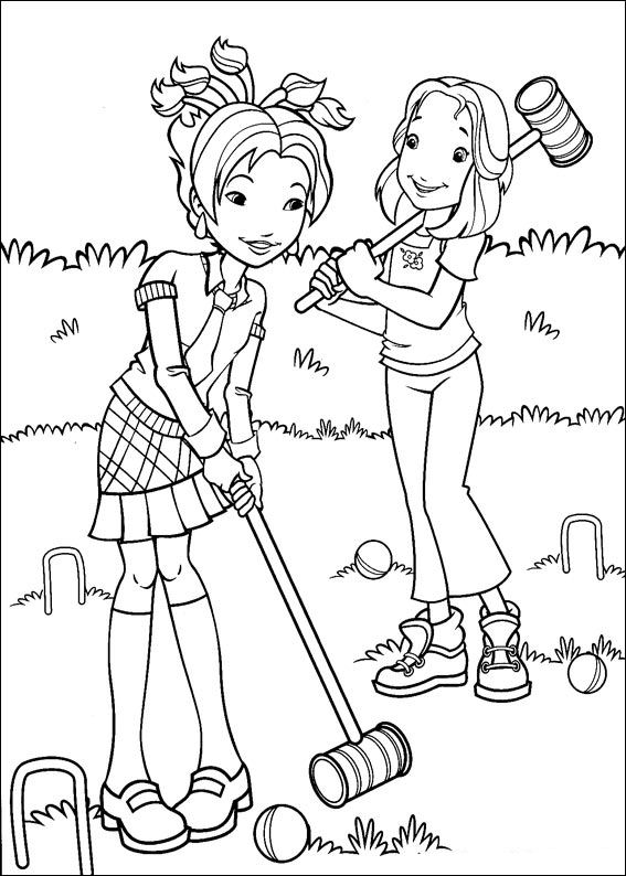 Hollie speelt croquet, kleurplaat van Holly Hobbie