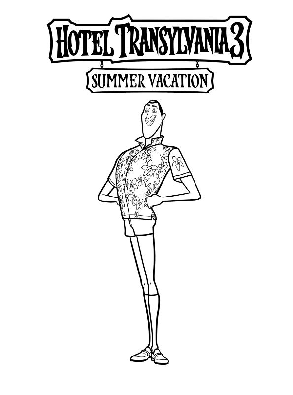 Drac, kleurplaat van Hotel Transylvania 3 Summer vacation