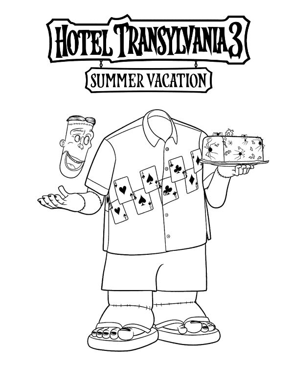 Frank, kleurplaat van Hotel Transylvania 3 Summer vacation