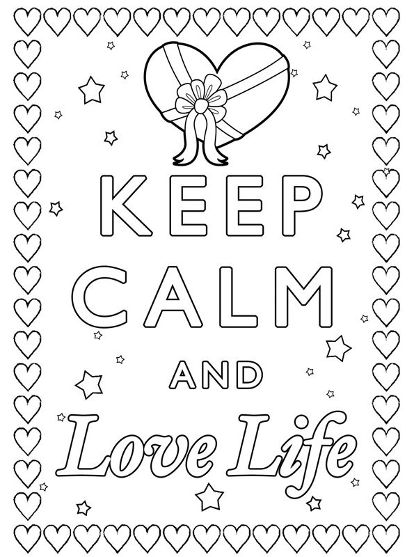 Print keep calm and Love Life kleurplaat