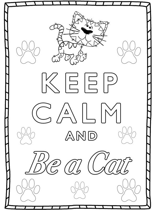 Print keep calm and be a cat kleurplaat