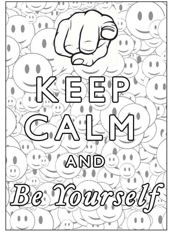 Print keep calm and be yourself kleurplaat